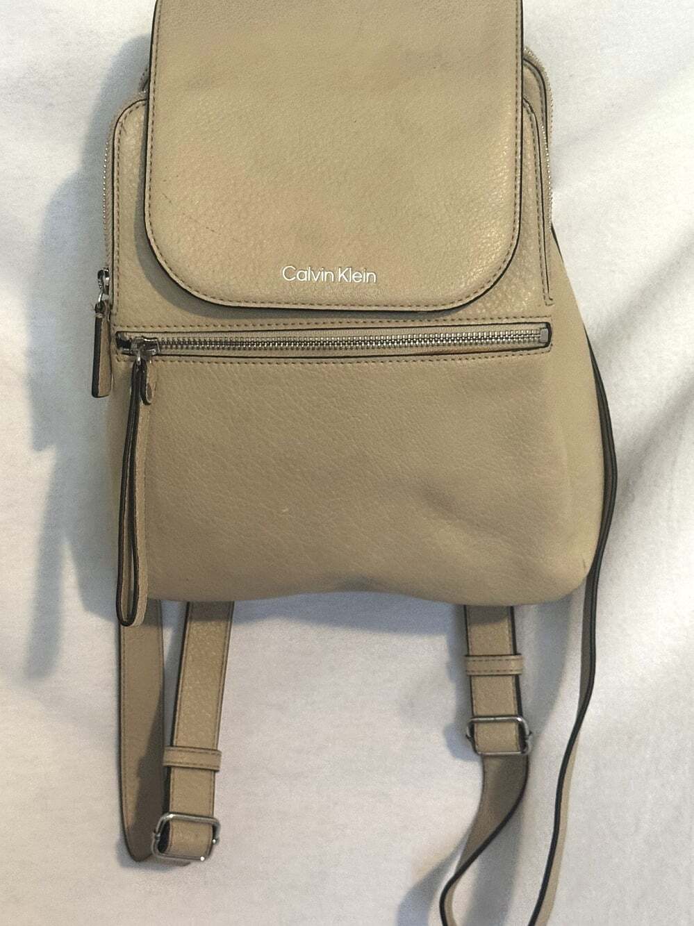 Calvin Klein Women's Beige Elaine Bubble Lamb Novelty Key Item Flap Backpack